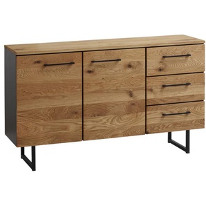 Sideboard Malika, Charakter-Eiche massiv /anthrazit