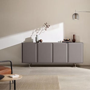 Sideboard Marellia 200 cm Grau 4 Türen Winkelfuß Edelstahl, Sideboards