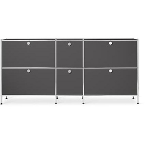 Sideboard Metall »CN3« groß mit 6 Klappenfächern, grau