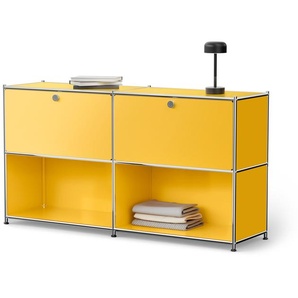 Sideboard Metall »CN3« mit 2 versetzbaren Klappenfächern, gelb