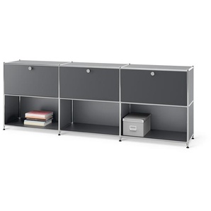 Sideboard Metall »CN3« mit 3 versetzbaren Klappenfächern, grau