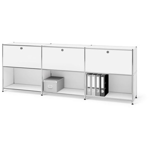 Sideboard Metall »CN3« mit 3 versetzbaren Klappenfächern, weiß