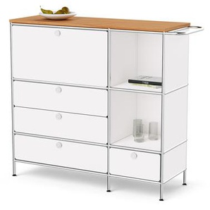 Sideboard Metall »CN3« mit Holzplatte, 1 Klappenfach und 4 Schubladen, weiß
