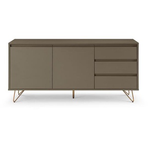 Sideboard mit 2 Türen und 3 Schubladen, Sideboard aus MDF, Beine aus Metall mit Messinglegierung - Kommode, Anrichte
