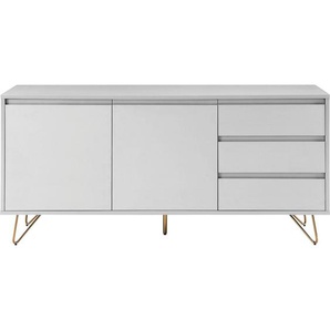 Sideboard mit 2 Türen und 3 Schubladen, Sideboard aus MDF, Beine aus Metall mit Messinglegierung - Kommode, Anrichte