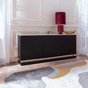 Sideboard mit 3 Türen - Mit LED-Beleuchtung - MDF - Schwarz & weiße Marmor-Optik - DEVIKA von Pascal MORABITO