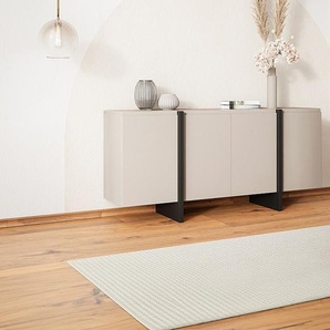 Sideboard mit 4 Türen - MDF - Beige & Schwarz - LUVONIA