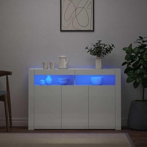 Sideboard mit LED-Leuchten Hochglanz-Weiß 115,5x30x75 cm