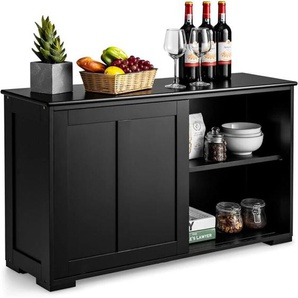 Sideboard mit Schiebetüren, Küchenschrank, hoehenverstellbarer Ablage, Beistellschrank für Küche, Esszimmer und Wohnzimmer, 107 x 33 x 60 cm - Costway