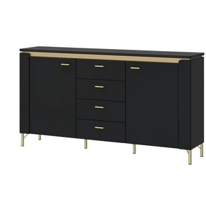 Sideboard mit Softclose - schwarz - Materialmix - 155,3 cm - 87,3 cm - cm 40,0 | Möbel Kraft