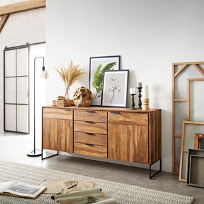 Sideboard Nook 180 cm Sheesham Natur 2 Türen 4 Schübe, Sideboards