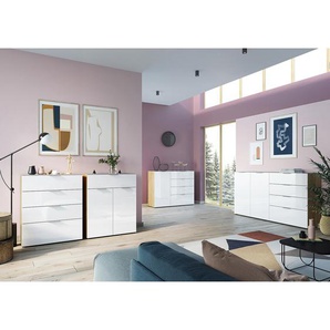 Sideboard 184 cm 184 x 102 x 42cm Braun/Weiß/Weiß/Eiche Navarra Dekor