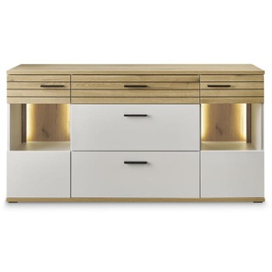 Sideboard QUINCY, grau/Eiche-Nachbildung, inkl. LED-Beleuchtung