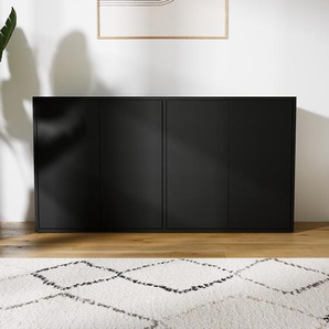 Sideboard Schwarz - Designer-Sideboard: Türen in Schwarz - Hochwertige Materialien - 151 x 80 x 34 cm, Individuell konfigurierbar