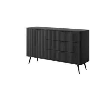 Sideboard - schwarz - Materialmix - 138 cm - 81 cm | Möbel Kraft