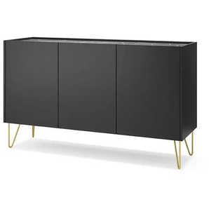 Sideboard - schwarz - Materialmix - 144 cm - 83 cm | Möbel Kraft
