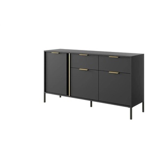 Sideboard - schwarz - Materialmix - 153,1 cm - 81,4 cm | Möbel Kraft