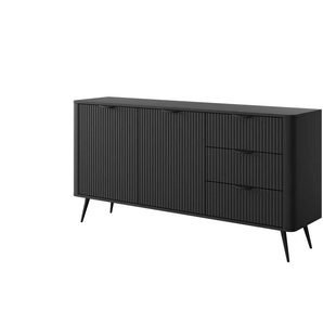 Sideboard - schwarz - Materialmix - 163 cm - 81 cm | Möbel Kraft