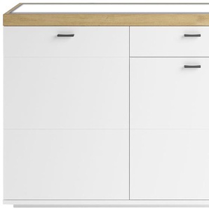 Sideboard SET ONE BY MUSTERRING Lancaster Sideboards Gr. B/H/T: 180 cm x 91 cm x 43,6 cm, 1, weiß (weiß mit eiche artisan) Sideboards In 2 Farben erhältich, Bügelgriff, Breite 180cm
