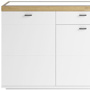 Sideboard SET ONE BY MUSTERRING Lancaster Sideboards Gr. B/H/T: 180 cm x 91 cm x 43,6 cm, 1, weiß (weiß mit eiche artisan) Sideboards In 2 Farben erhältich, Bügelgriff, Breite 180cm