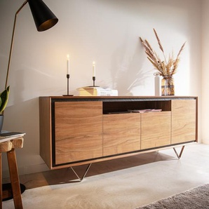 Sideboard Stonegrace 175 cm Akazie Natur 4 Türen 1 Fach Steinfurnier V-Fuß, Sideboards