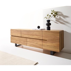 Sideboard Tiamar 180 cm Ulme Natur 1 Tür 4 Schubfächer Kufe Metall Schwarz, Sideboards