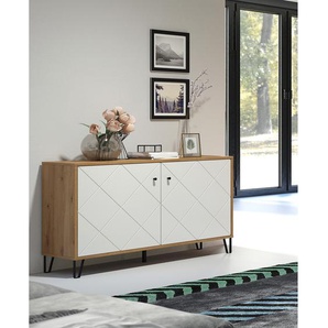 Sideboard Touch I 123 x 76 x 40cm Braun/Weiß