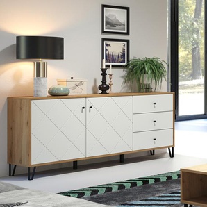 Sideboard Touch II 183 x 76 x 40cm Braun/Weiß