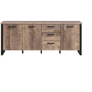 Sideboard TRENDTEAM Emile Sideboards Gr. B/H/T: 214 cm x 86 cm x 45 cm, 3, braun (eiche tabak melamin) Sideboards matte Echtholzoptik, BxHxT: ca. 214 x 86 45 cm, moderne Eiche NB
