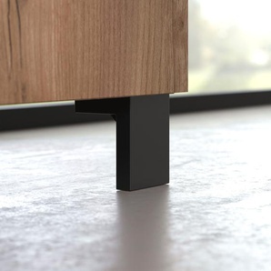 Sideboard TRENDTEAM Kendo Sideboards Gr. B/H/T: 185 cm x 78 cm x 40 cm, 2, braun (eiche kraft tabak, schwarz matt melamin) Sideboards Anrichte Eiche, hellbraun matt, Breite 185 cm, Höhe 78 cm