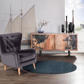 Sideboard Valbelle 160 x 85 x 45cm Grau/Beige