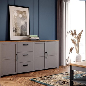 Sideboard 221 cm 221 x 87 x 42cm Grau/Hellgrau