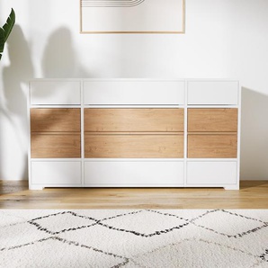 Sideboard Weiß - Designer-Sideboard: Schubladen in Eiche - Hochwertige Materialien - 154 x 81 x 34 cm, Individuell konfigurierbar