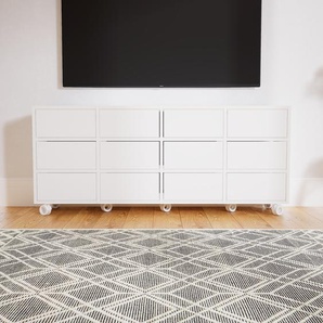 Sideboard Weiß - Designer-Sideboard: Schubladen in Weiß - Hochwertige Materialien - 156 x 68 x 34 cm, Individuell konfigurierbar