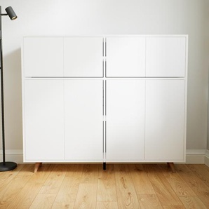 Sideboard Weiß - Designer-Sideboard: Türen in Weiß - Hochwertige Materialien - 151 x 129 x 34 cm, Individuell konfigurierbar