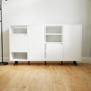 Sideboard Weiß - Designer-Sideboard: Türen in Weiß - Hochwertige Materialien - 156 x 91 x 34 cm, Individuell konfigurierbar