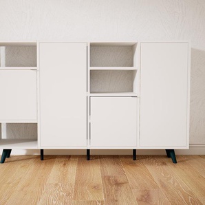 Sideboard Weiß - Designer-Sideboard: Türen in Weiß - Hochwertige Materialien - 156 x 91 x 34 cm, Individuell konfigurierbar