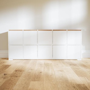 Sideboard Weiß - Designer-Sideboard: Türen in Weiß - Hochwertige Materialien - 195 x 81 x 34 cm, Individuell konfigurierbar