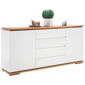 Sideboard, Weiß, Eiche, Holzwerkstoff, Asteiche, Eiche, massiv, 2 Fächer, 4 Schubladen, 172x81x40 cm, Typenauswahl, Beimöbel erhältlich, Wohnzimmer, Kommoden & Sideboards, Sideboards