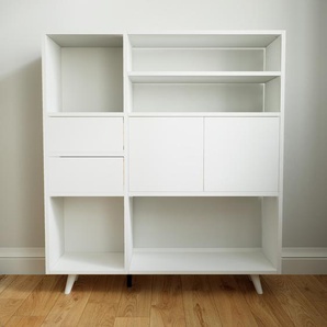 Sideboard Weiß - Sideboard: Schubladen in Weiß & Türen in Weiß - Hochwertige Materialien - 115 x 129 x 34 cm, konfigurierbar