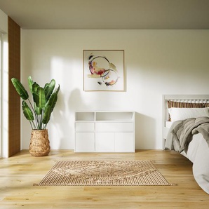 Sideboard Weiß - Sideboard: Schubladen in Weiß & Türen in Weiß - Hochwertige Materialien - 115 x 79 x 34 cm, konfigurierbar