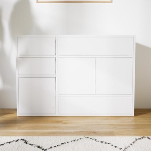 Sideboard Weiß - Sideboard: Schubladen in Weiß & Türen in Weiß - Hochwertige Materialien - 115 x 79 x 34 cm, konfigurierbar