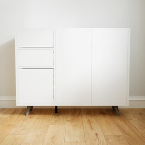 Sideboard Weiß - Sideboard: Schubladen in Weiß & Türen in Weiß - Hochwertige Materialien - 115 x 91 x 34 cm, konfigurierbar