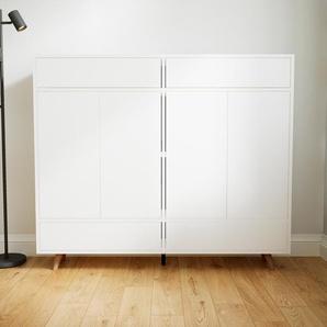Sideboard Weiß - Sideboard: Schubladen in Weiß & Türen in Weiß - Hochwertige Materialien - 151 x 129 x 34 cm, konfigurierbar