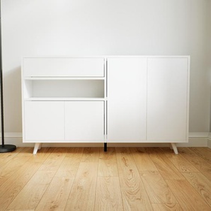 Sideboard Weiß - Sideboard: Schubladen in Weiß & Türen in Weiß - Hochwertige Materialien - 151 x 91 x 34 cm, konfigurierbar