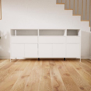 Sideboard Weiß - Sideboard: Schubladen in Weiß & Türen in Weiß - Hochwertige Materialien - 190 x 91 x 53 cm, konfigurierbar