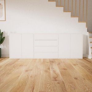 Sideboard Weiß - Sideboard: Schubladen in Weiß & Türen in Weiß - Hochwertige Materialien - 226 x 79 x 34 cm, konfigurierbar