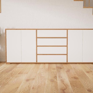 Sideboard Weiß - Sideboard: Schubladen in Weiß & Türen in Weiß - Hochwertige Materialien - 226 x 81 x 34 cm, konfigurierbar