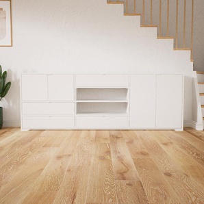 Sideboard Weiß - Sideboard: Schubladen in Weiß & Türen in Weiß - Hochwertige Materialien - 226 x 81 x 34 cm, konfigurierbar