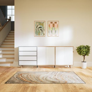 Sideboard Weiß - Sideboard: Schubladen in Weiß & Türen in Weiß - Hochwertige Materialien - 226 x 91 x 34 cm, konfigurierbar